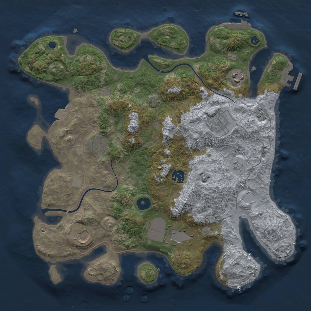 Rust Map: Procedural Map, Size: 3550, Seed: 513289, 13 Monuments