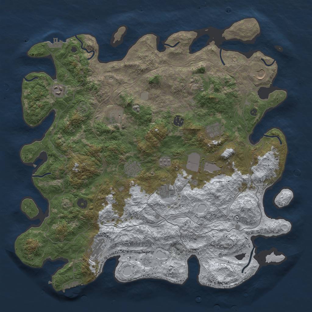 Rust Map: Procedural Map, Size: 4500, Seed: 1228278018, 20 Monuments