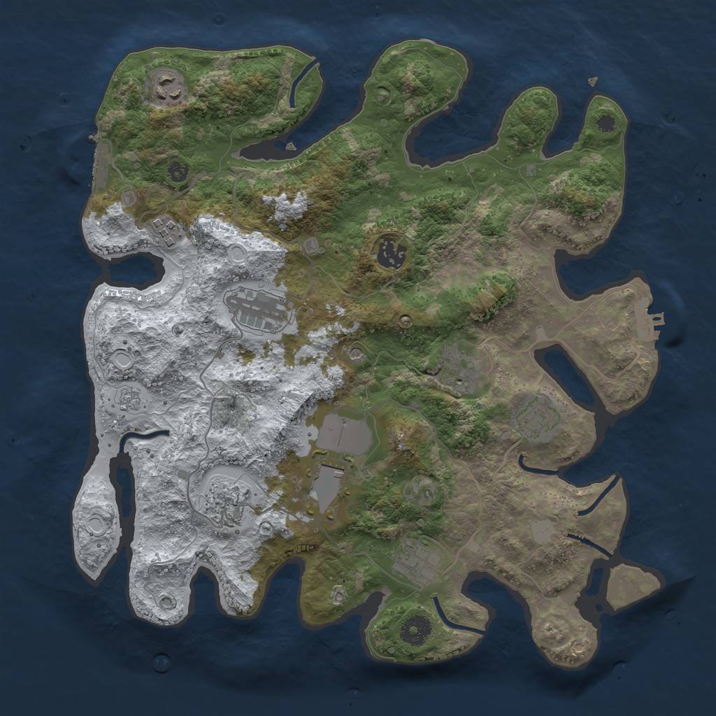 Rust Map: Procedural Map, Size: 3550, Seed: 133985, 18 Monuments
