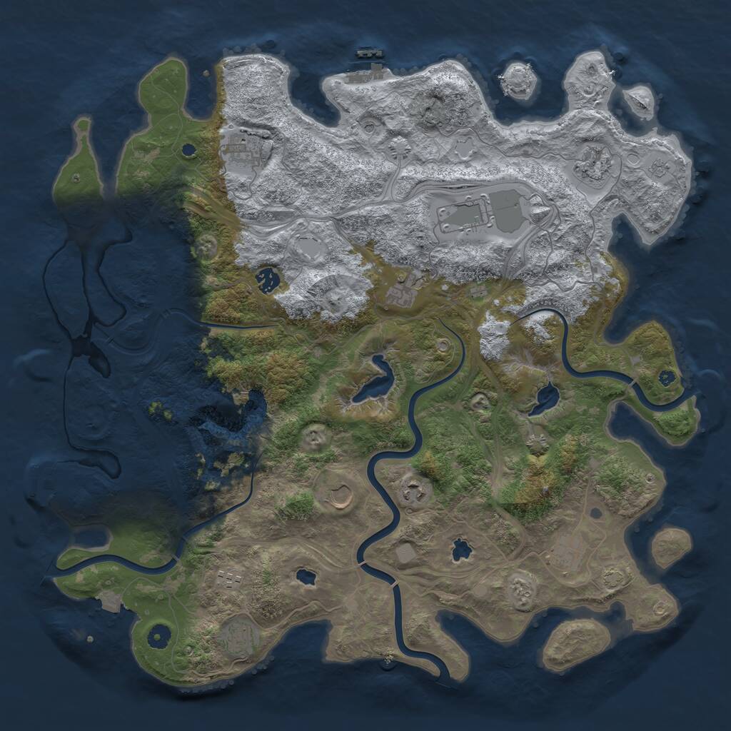 Rust Map: Procedural Map, Size: 4600, Seed: 58572114, 16 Monuments