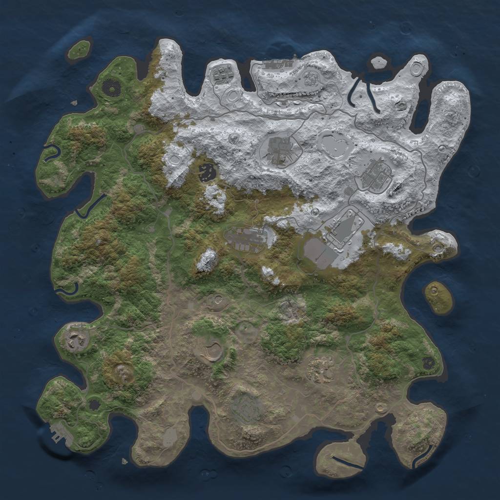 Rust Map: Procedural Map, Size: 4000, Seed: 1876, 19 Monuments