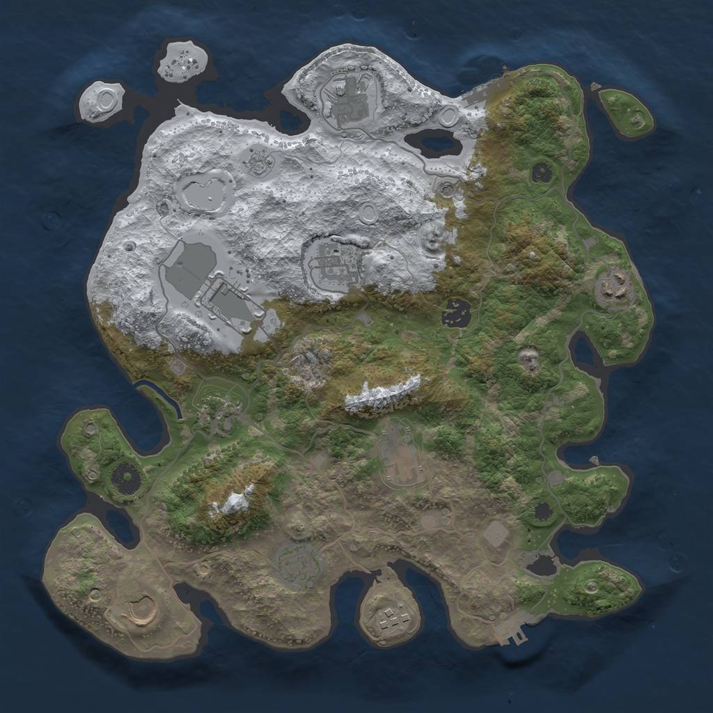 Rust Map: Procedural Map, Size: 3550, Seed: 809782, 19 Monuments