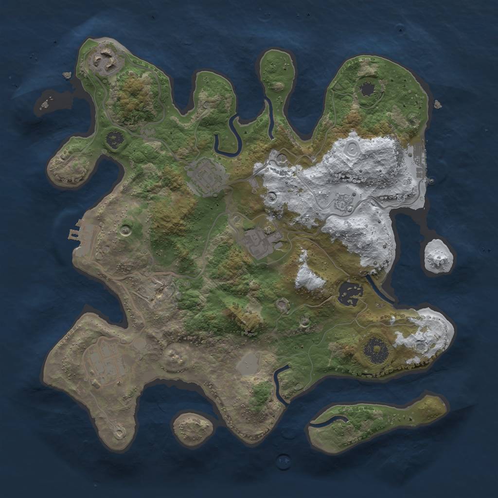 Rust Map: Procedural Map, Size: 3000, Seed: 965054, 14 Monuments