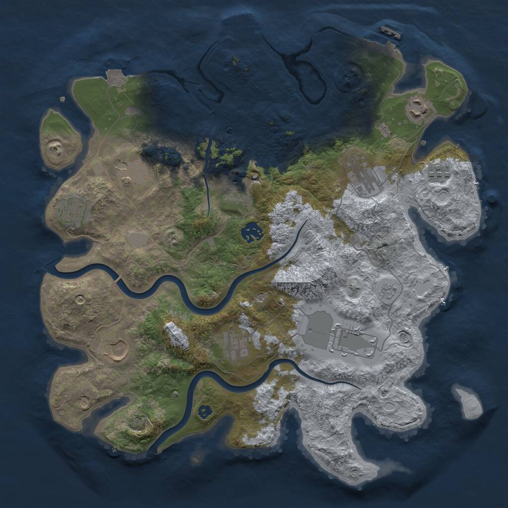 Rust Map: Procedural Map, Size: 3700, Seed: 1263341939, 16 Monuments