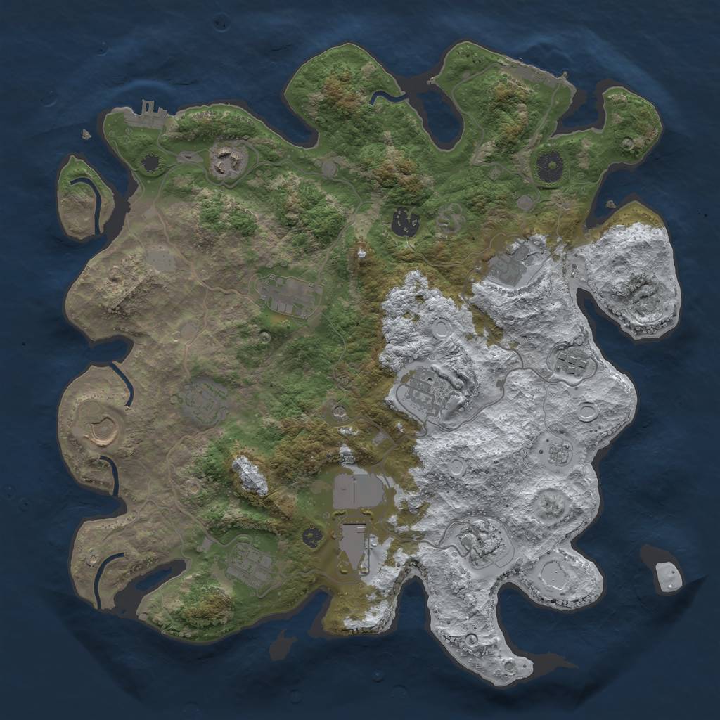 Rust Map: Procedural Map, Size: 3700, Seed: 1263341939, 20 Monuments