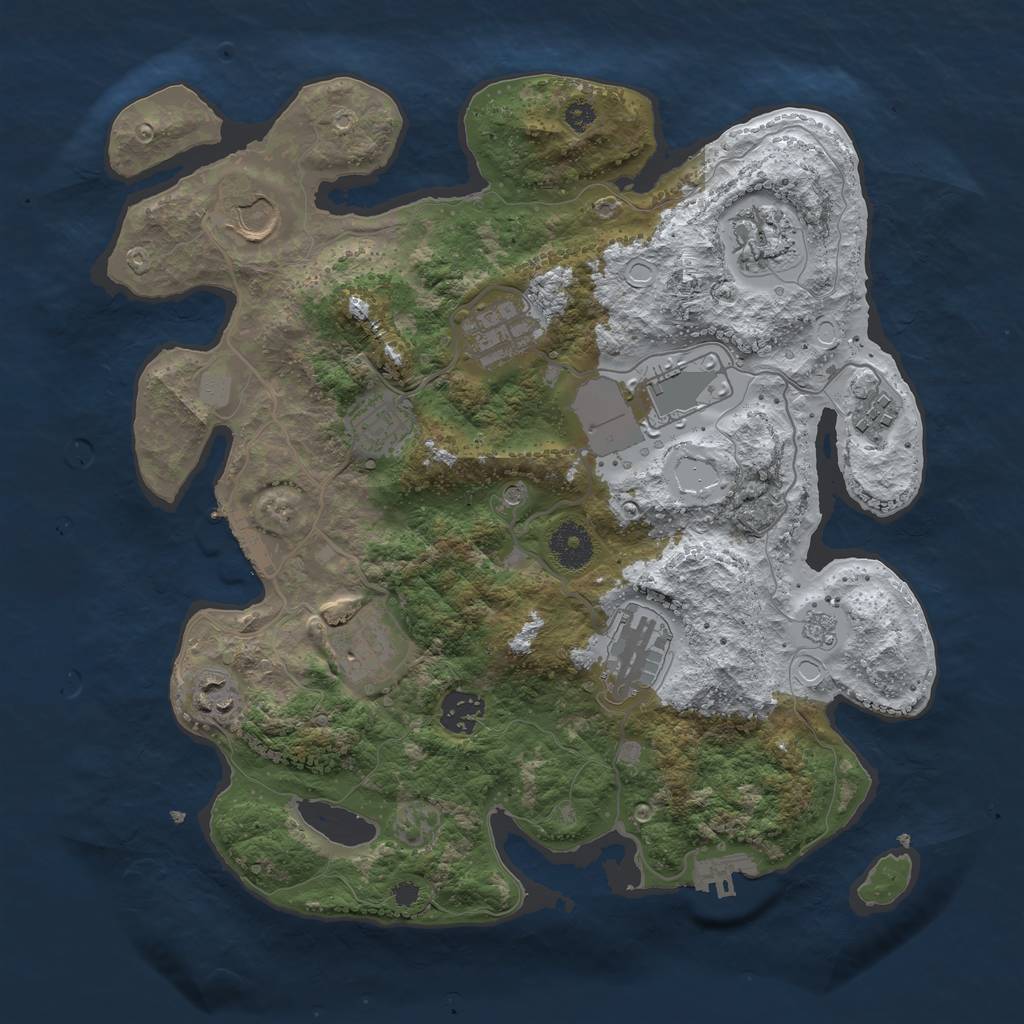 Rust Map: Procedural Map, Size: 3500, Seed: 960080409, 19 Monuments