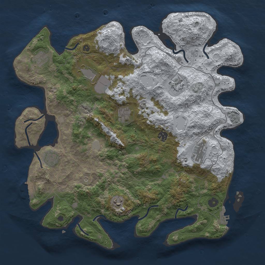 Rust Map: Procedural Map, Size: 4000, Seed: 2099200188, 18 Monuments