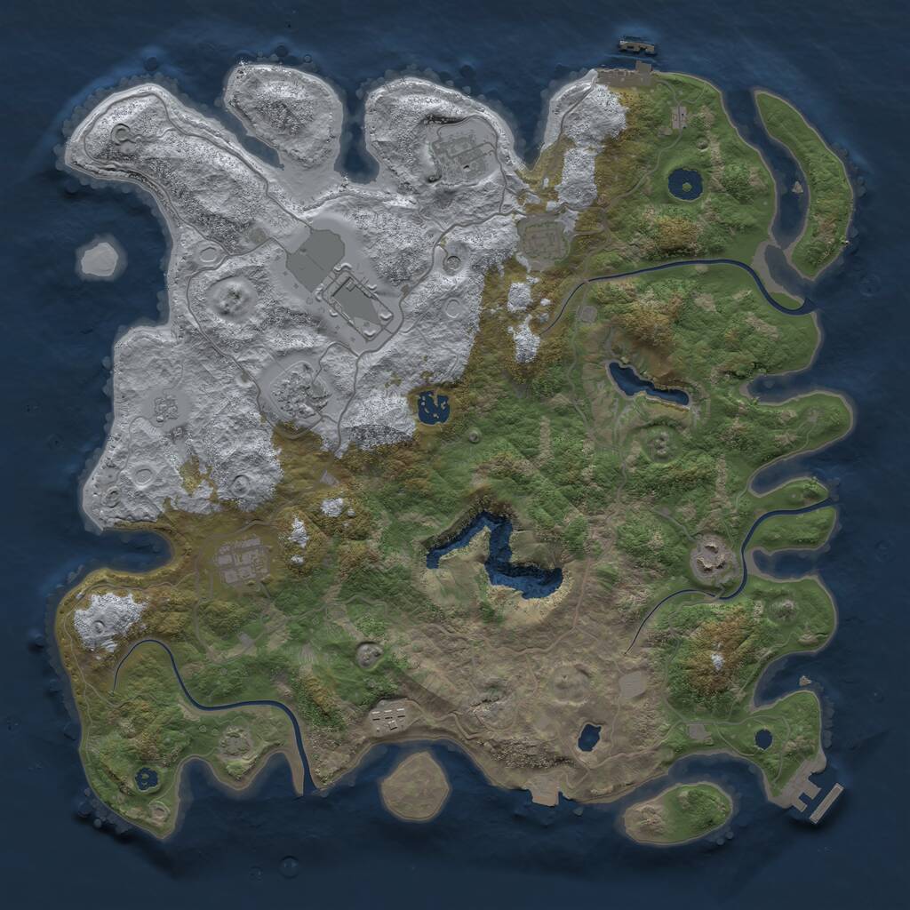 Rust Map: Procedural Map, Size: 4050, Seed: 1775150570, 14 Monuments