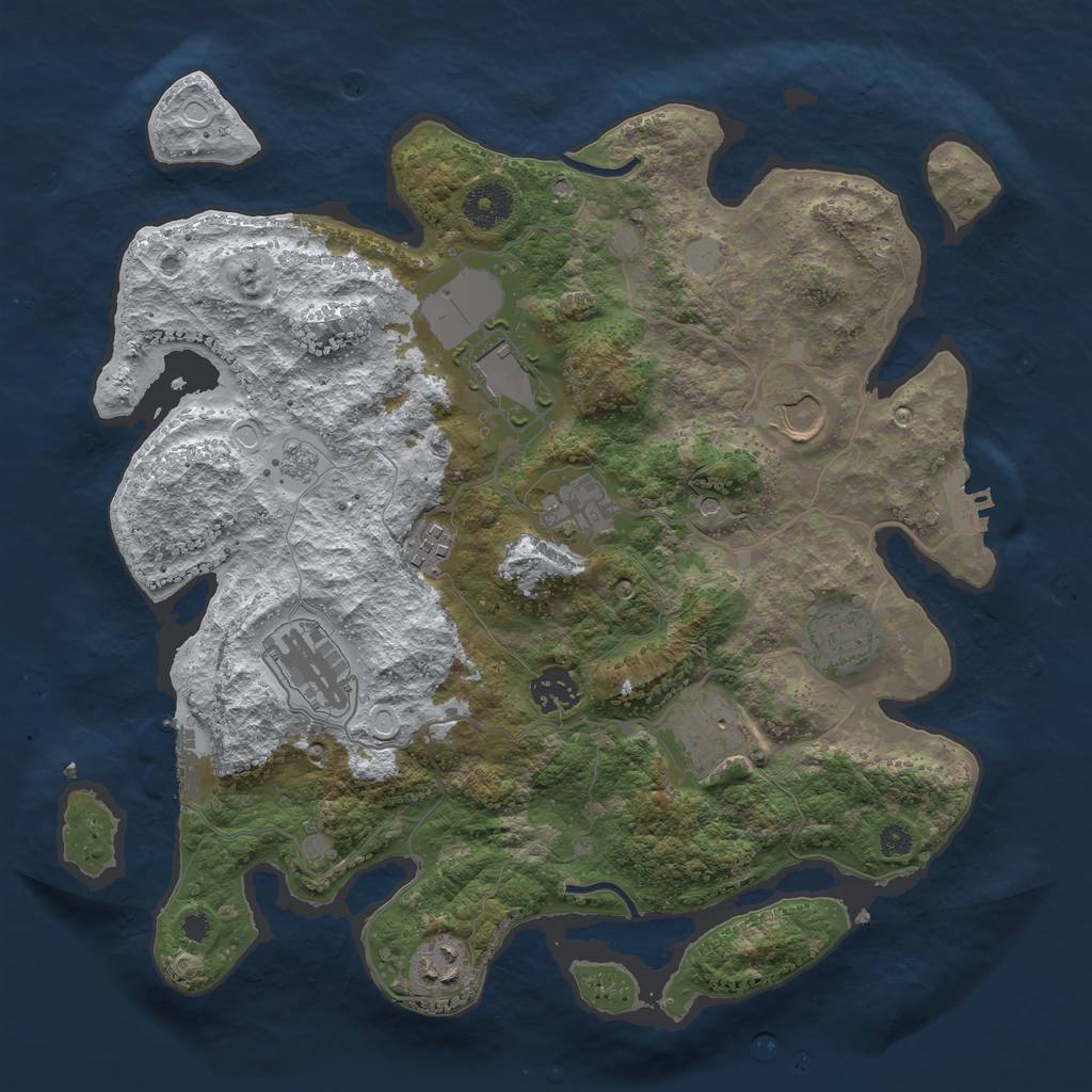 Rust Map: Procedural Map, Size: 3500, Seed: 92861930, 18 Monuments