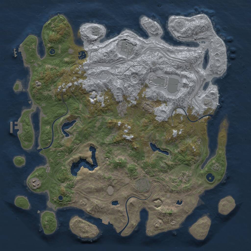 Rust Map: Procedural Map, Size: 4500, Seed: 1690639017, 14 Monuments