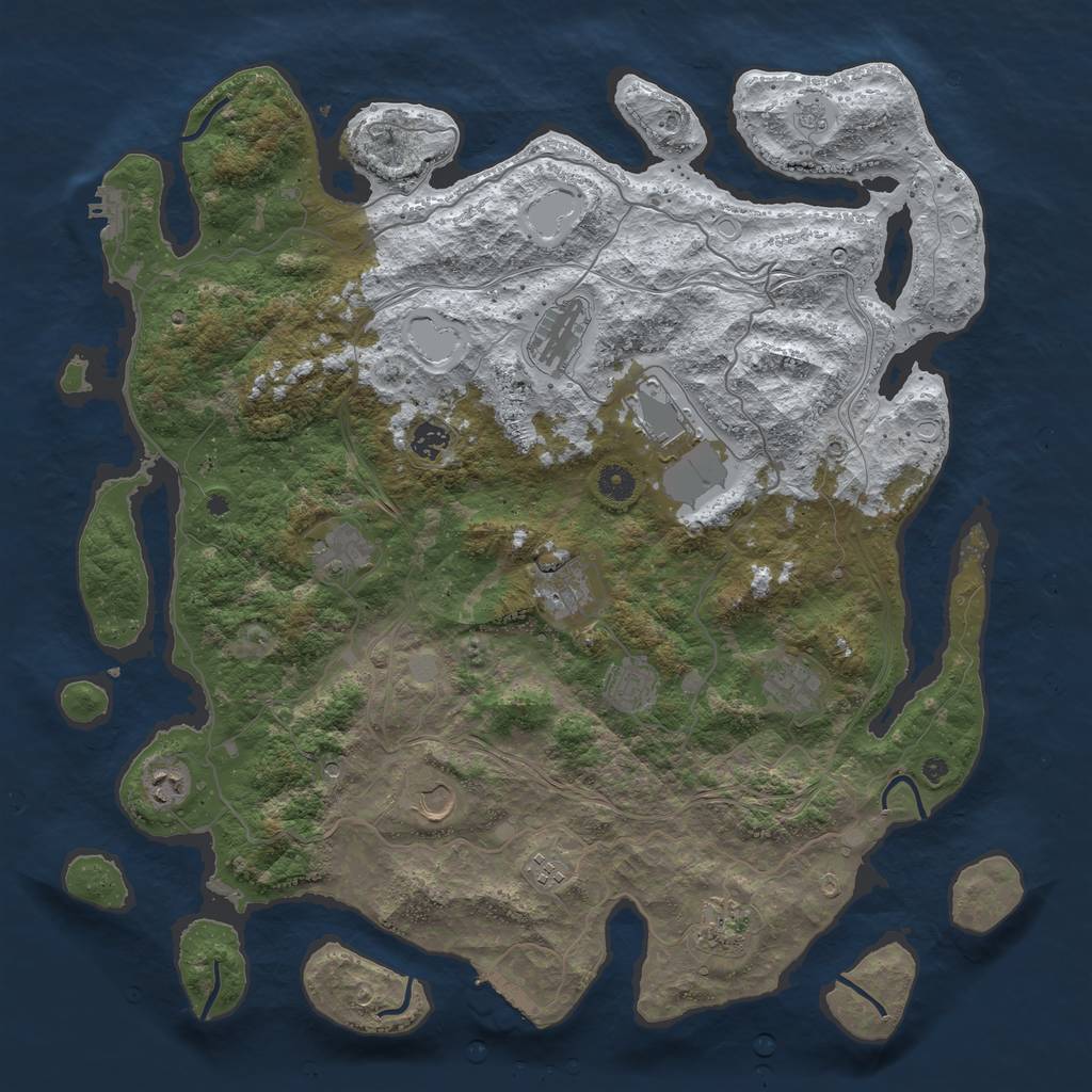 Rust Map: Procedural Map, Size: 4500, Seed: 1690639017, 20 Monuments