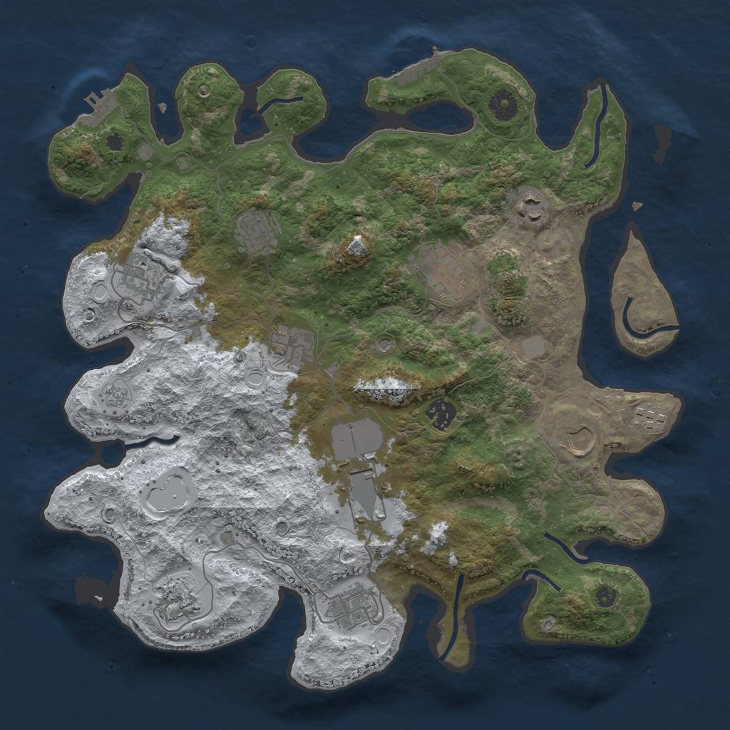 Rust Map: Procedural Map, Size: 3700, Seed: 603698085, 20 Monuments