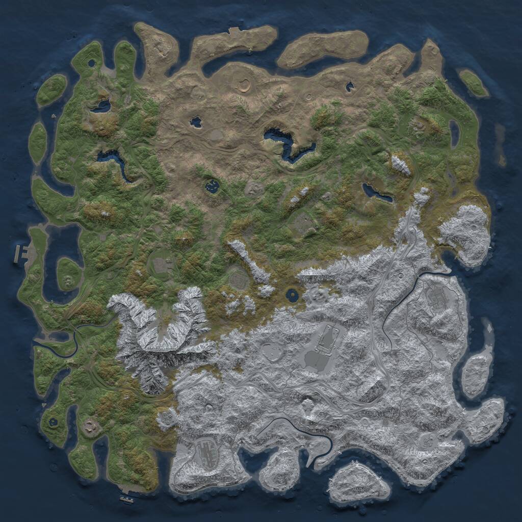 Rust Map: Procedural Map, Size: 6000, Seed: 45325, 17 Monuments