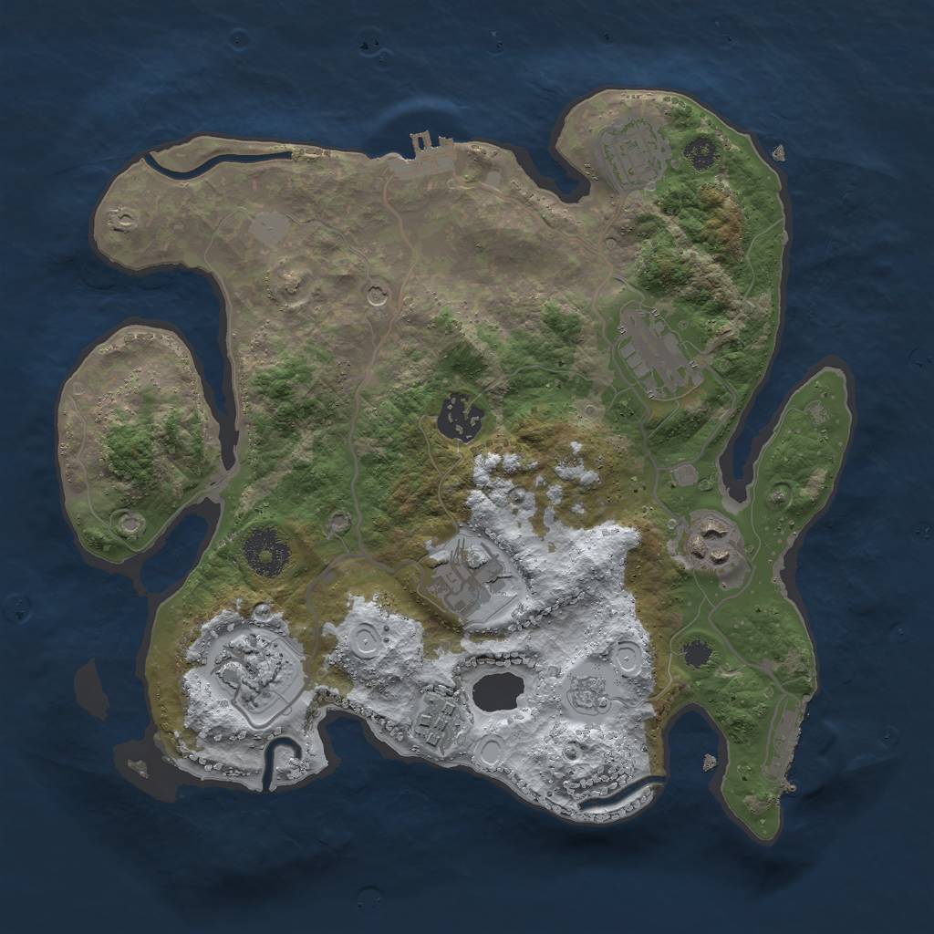 Rust Map: Procedural Map, Size: 3000, Seed: 2371958, 16 Monuments