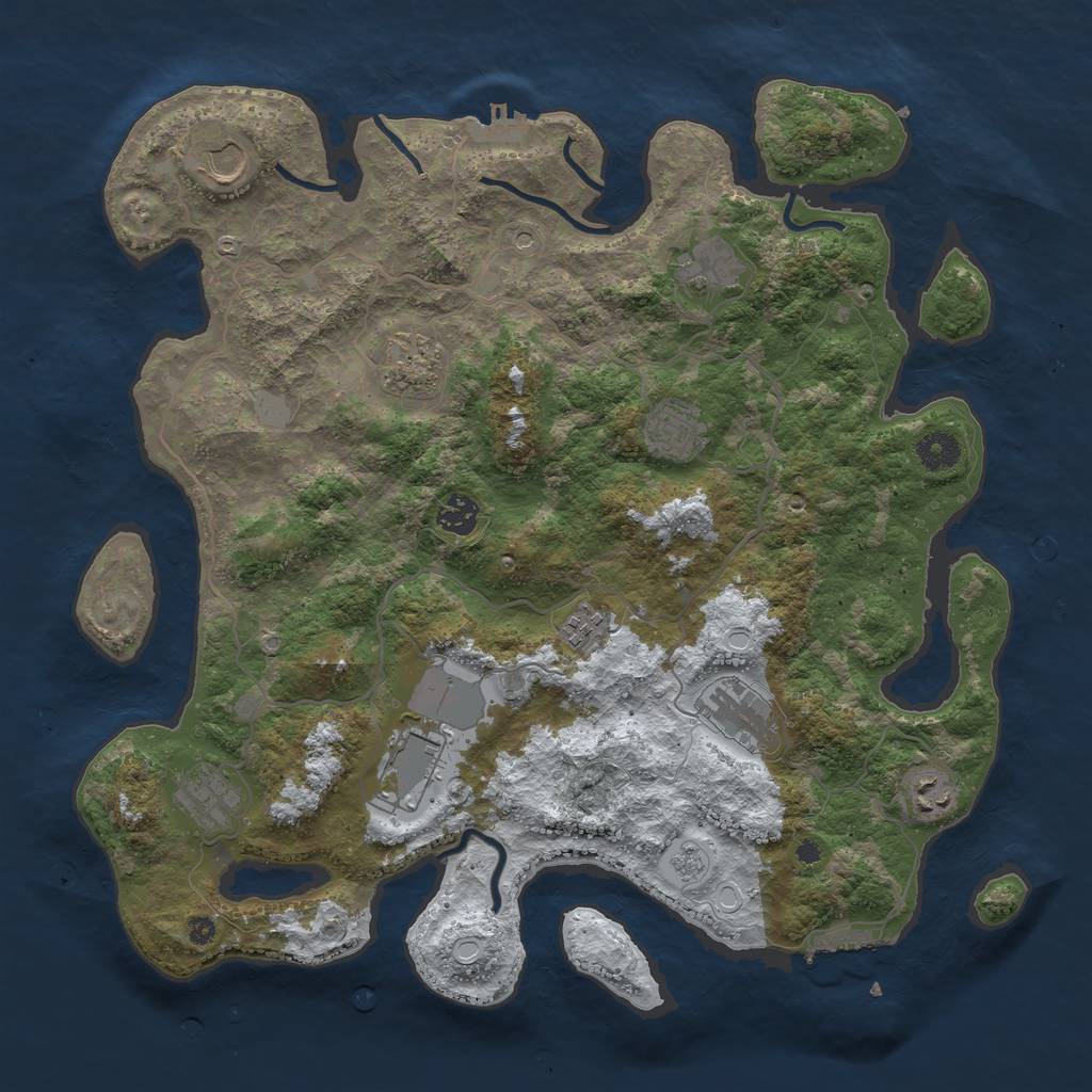 Rust Map: Procedural Map, Size: 4000, Seed: 1462238600, 19 Monuments