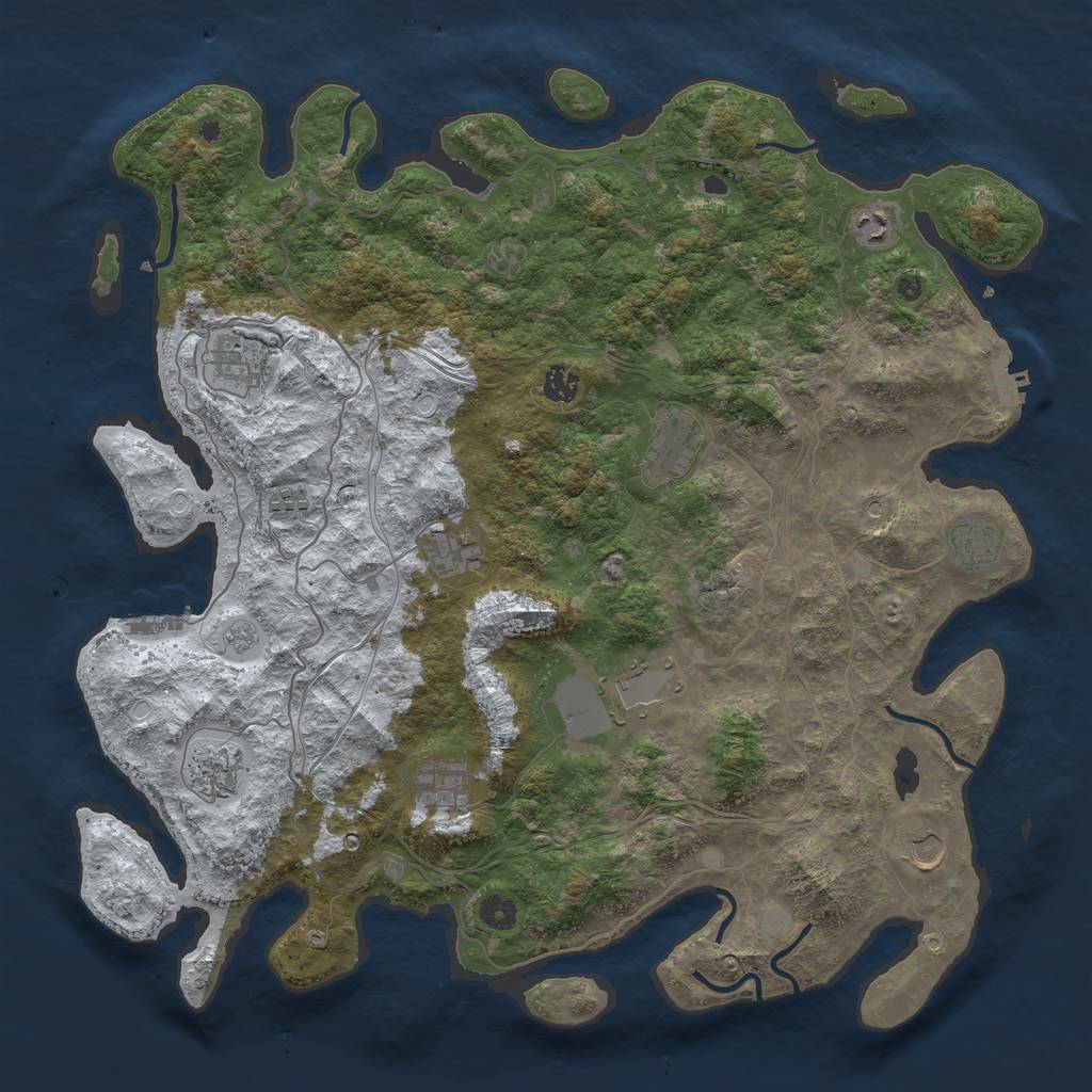 Rust Map: Procedural Map, Size: 4500, Seed: 349721, 20 Monuments