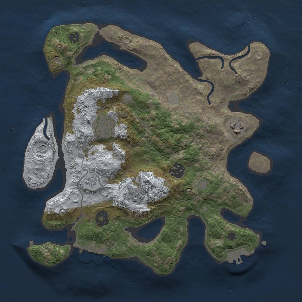 Rust Map: Procedural Map, Size: 3000, Seed: 682, 13 Monuments