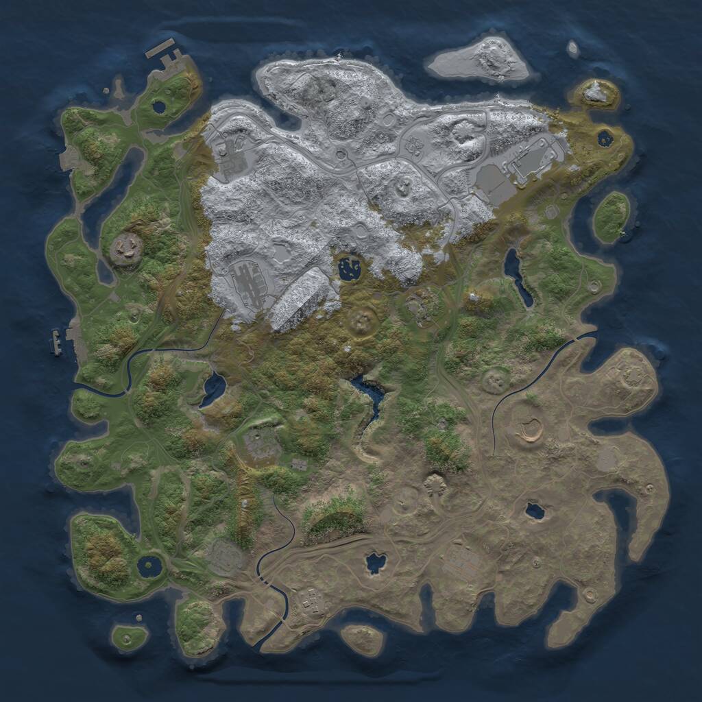 Rust Map: Procedural Map, Size: 4500, Seed: 1224594981, 17 Monuments