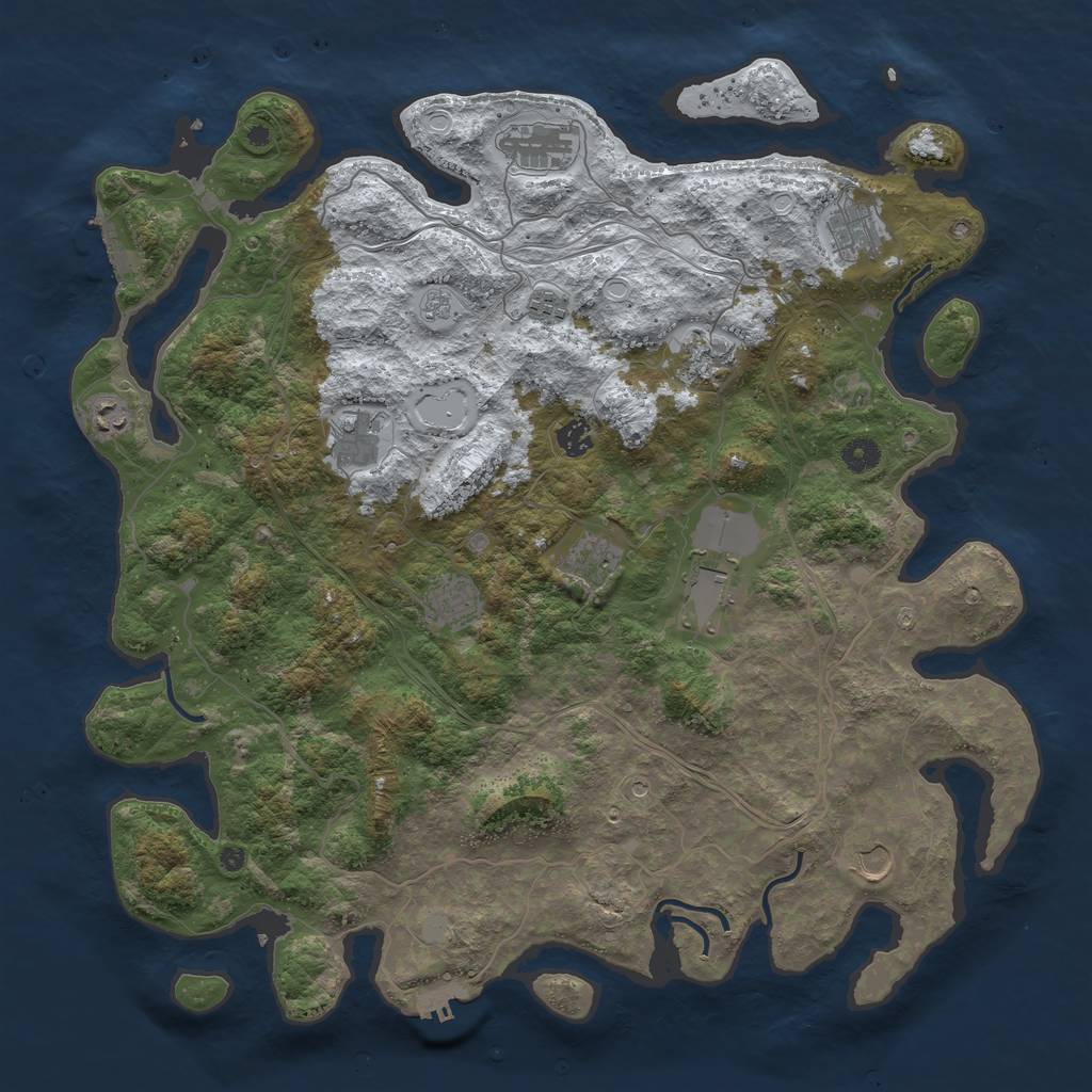 Rust Map: Procedural Map, Size: 4500, Seed: 1224594981, 20 Monuments