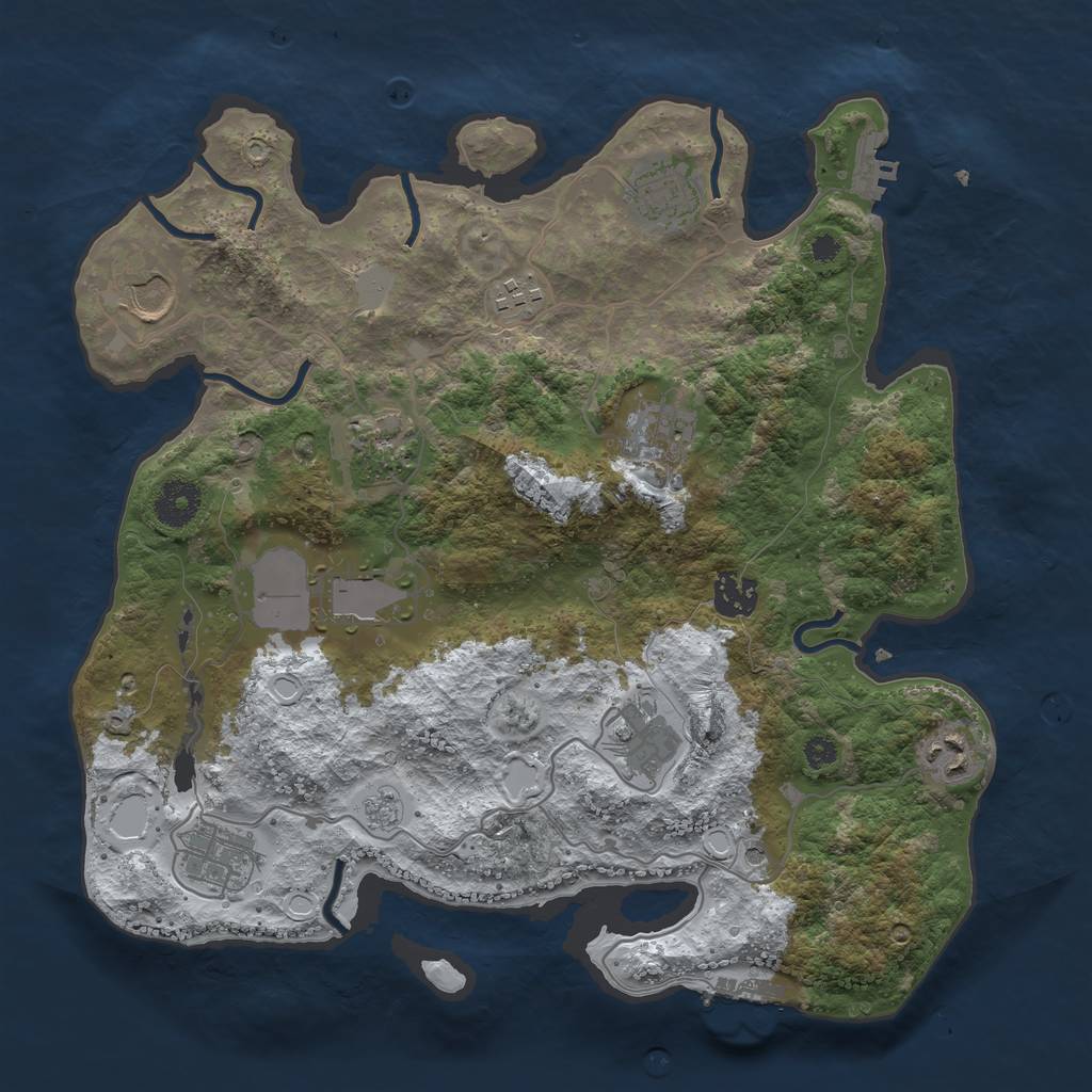 Rust Map: Procedural Map, Size: 3500, Seed: 988218730, 19 Monuments