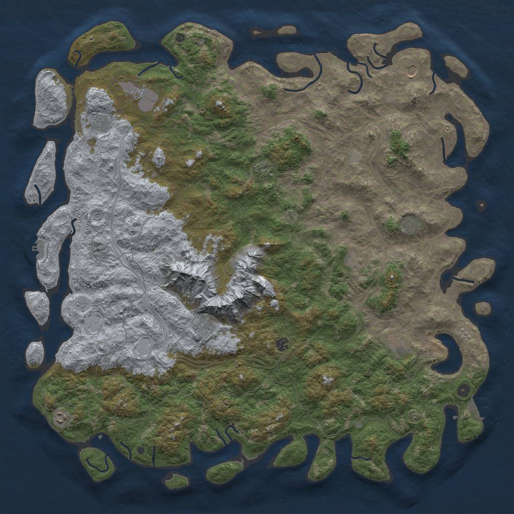 Rust Map: Procedural Map, Size: 6000, Seed: 429613, 20 Monuments