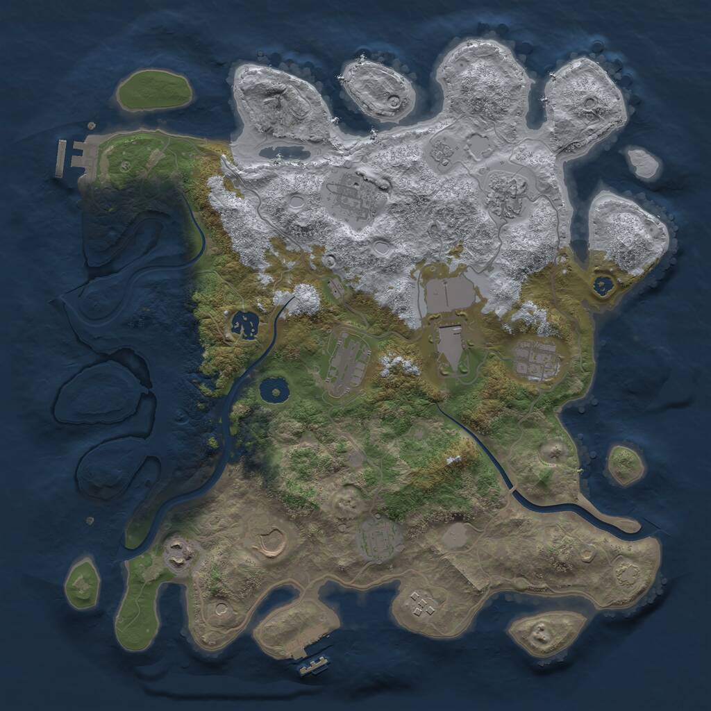 Rust Map: Procedural Map, Size: 3750, Seed: 984678168, 16 Monuments