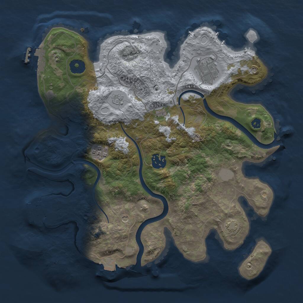 Rust Map: Procedural Map, Size: 3000, Seed: 54567, 9 Monuments