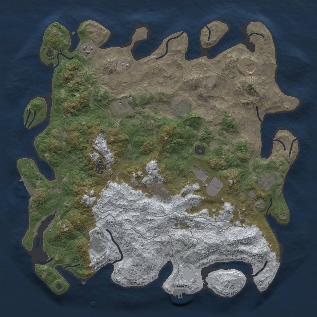 Rust Map: Procedural Map, Size: 4500, Seed: 1887777, 19 Monuments
