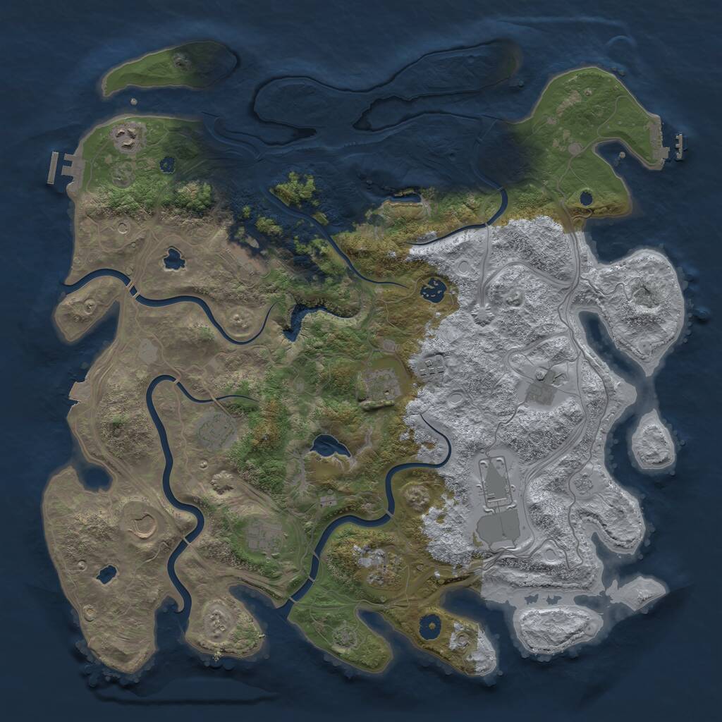Rust Map: Procedural Map, Size: 4500, Seed: 1861405360, 17 Monuments