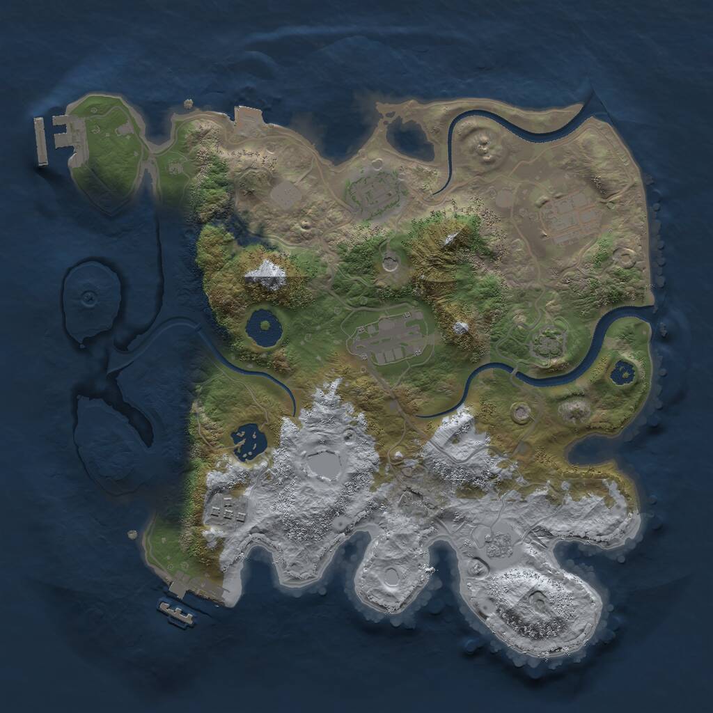 Rust Map: Procedural Map, Size: 3000, Seed: 2111985143, 11 Monuments
