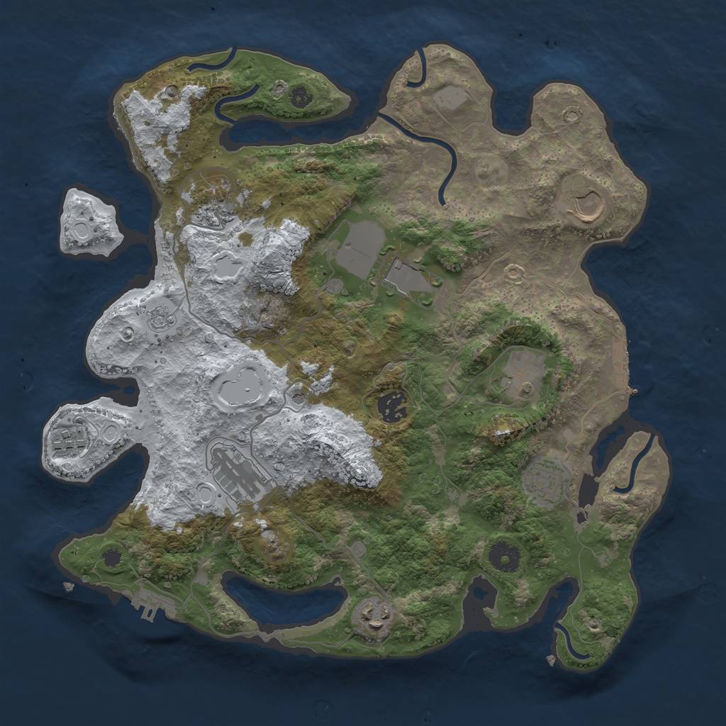 Rust Map: Procedural Map, Size: 3500, Seed: 1673143471, 18 Monuments