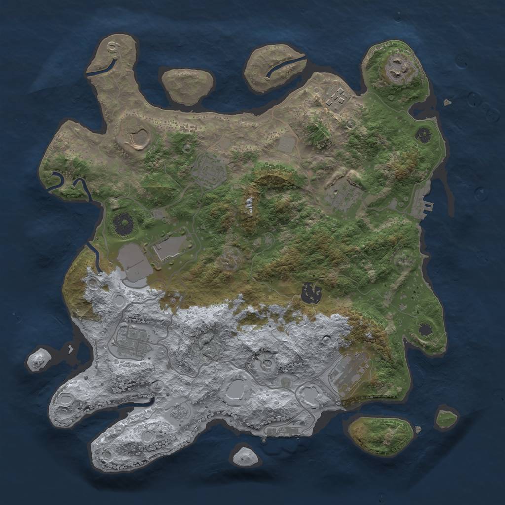 Rust Map: Procedural Map, Size: 3500, Seed: 656485293, 16 Monuments