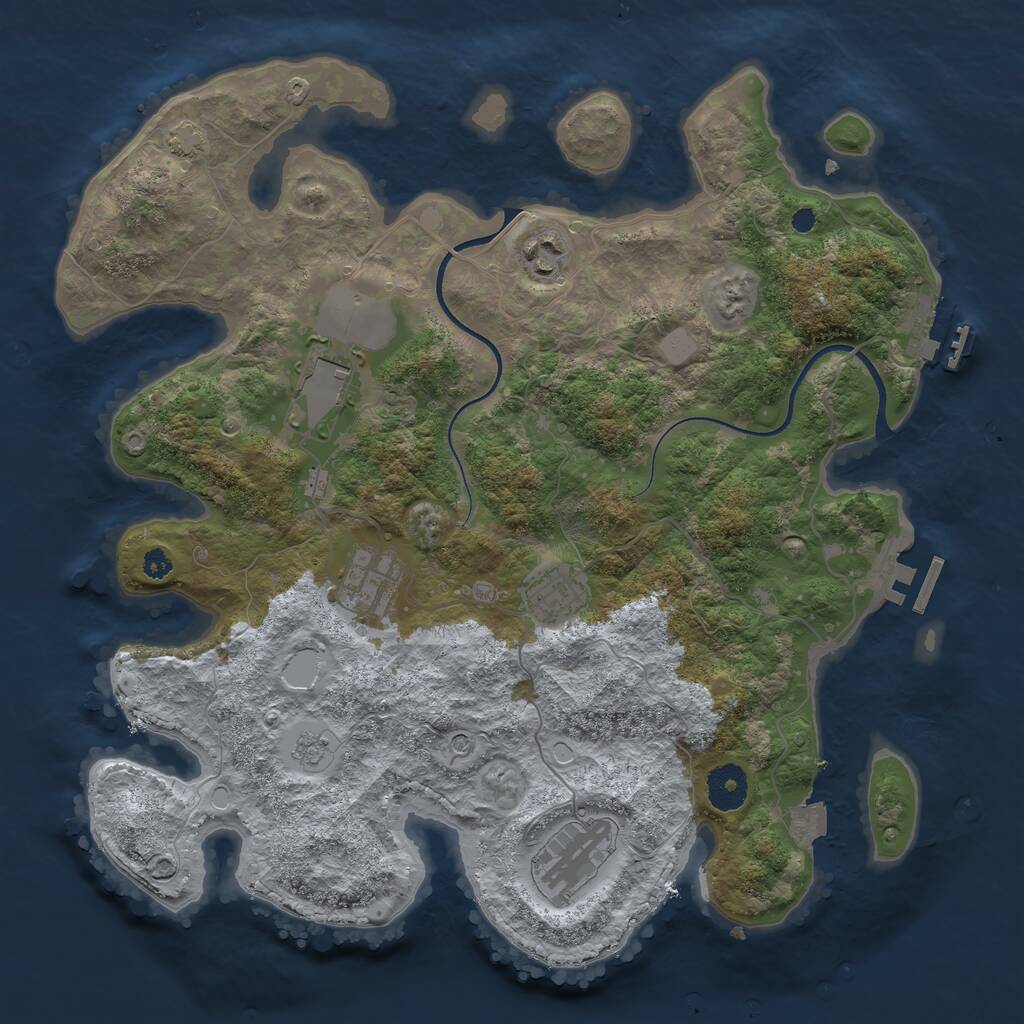 Rust Map: Procedural Map, Size: 3500, Seed: 2021011293, 11 Monuments