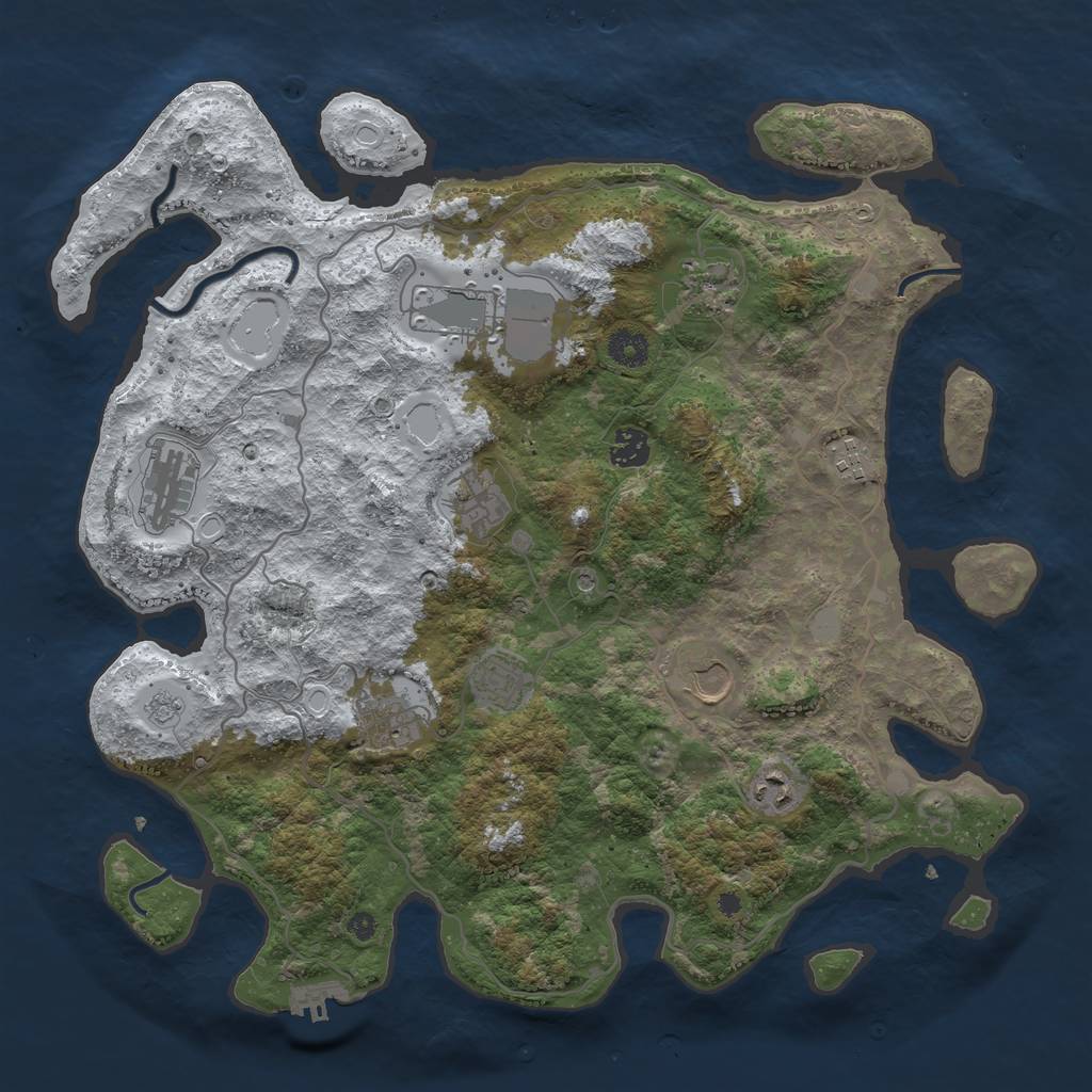 Rust Map: Procedural Map, Size: 4000, Seed: 27366, 18 Monuments