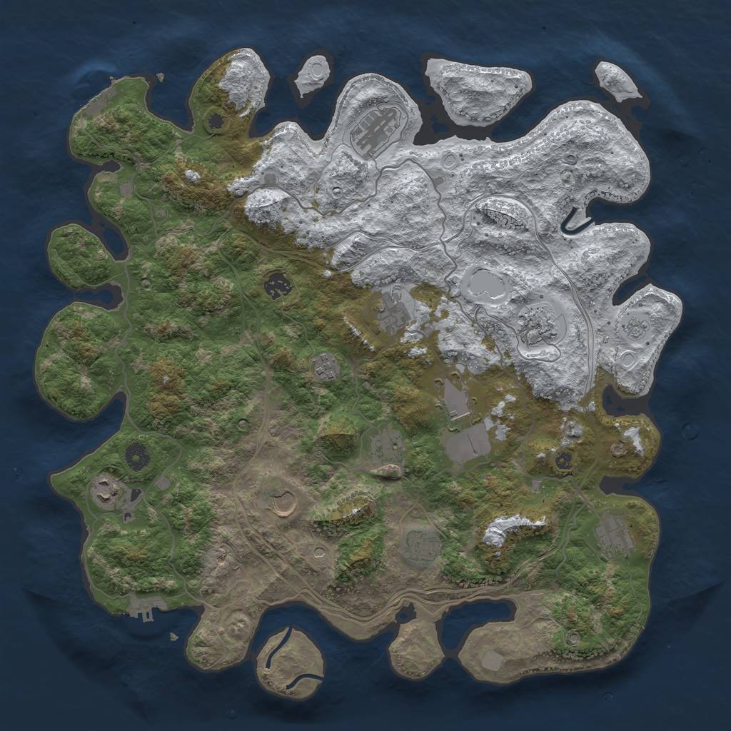 Rust Map: Procedural Map, Size: 4250, Seed: 1231464283, 20 Monuments