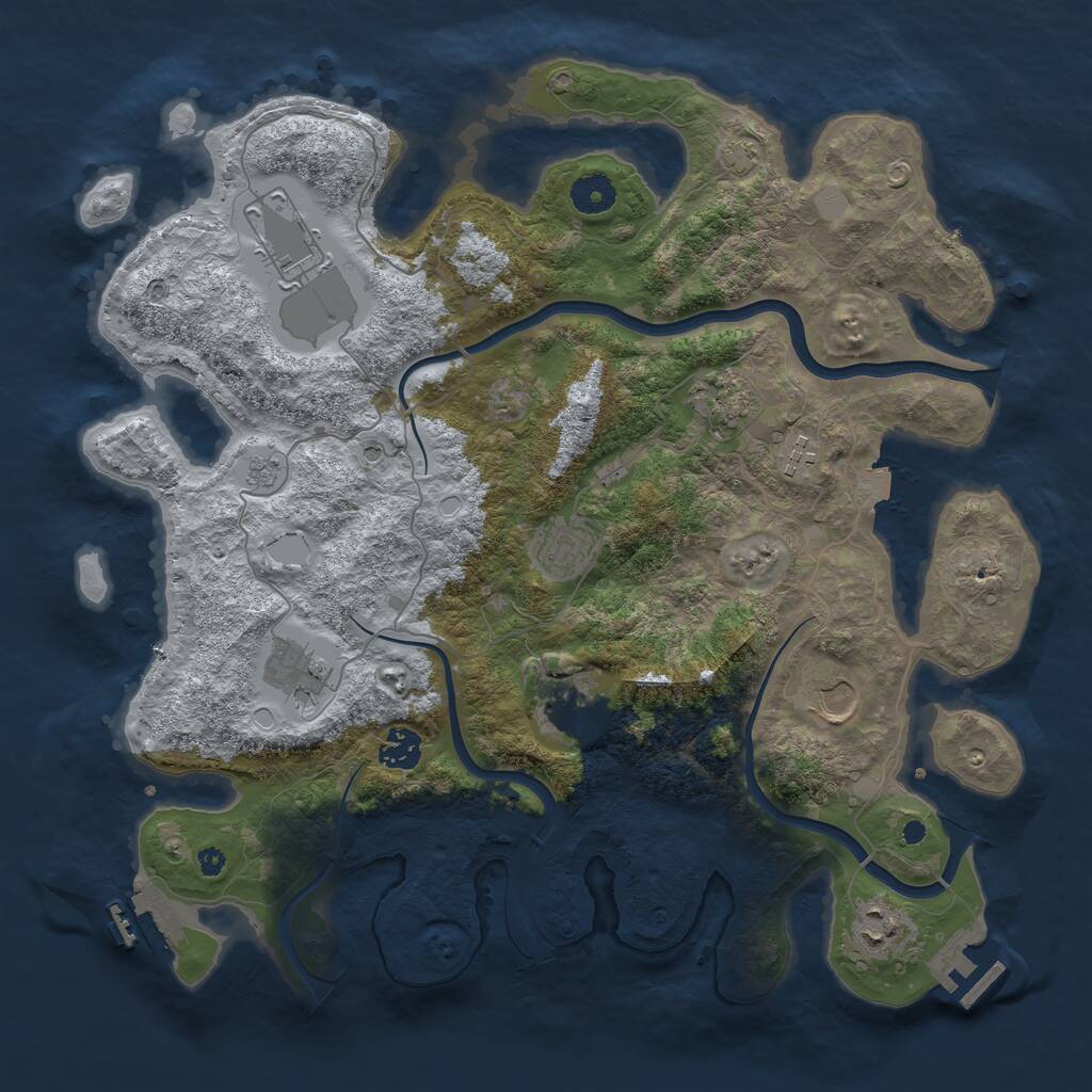 Rust Map: Procedural Map, Size: 3850, Seed: 1674532848, 15 Monuments