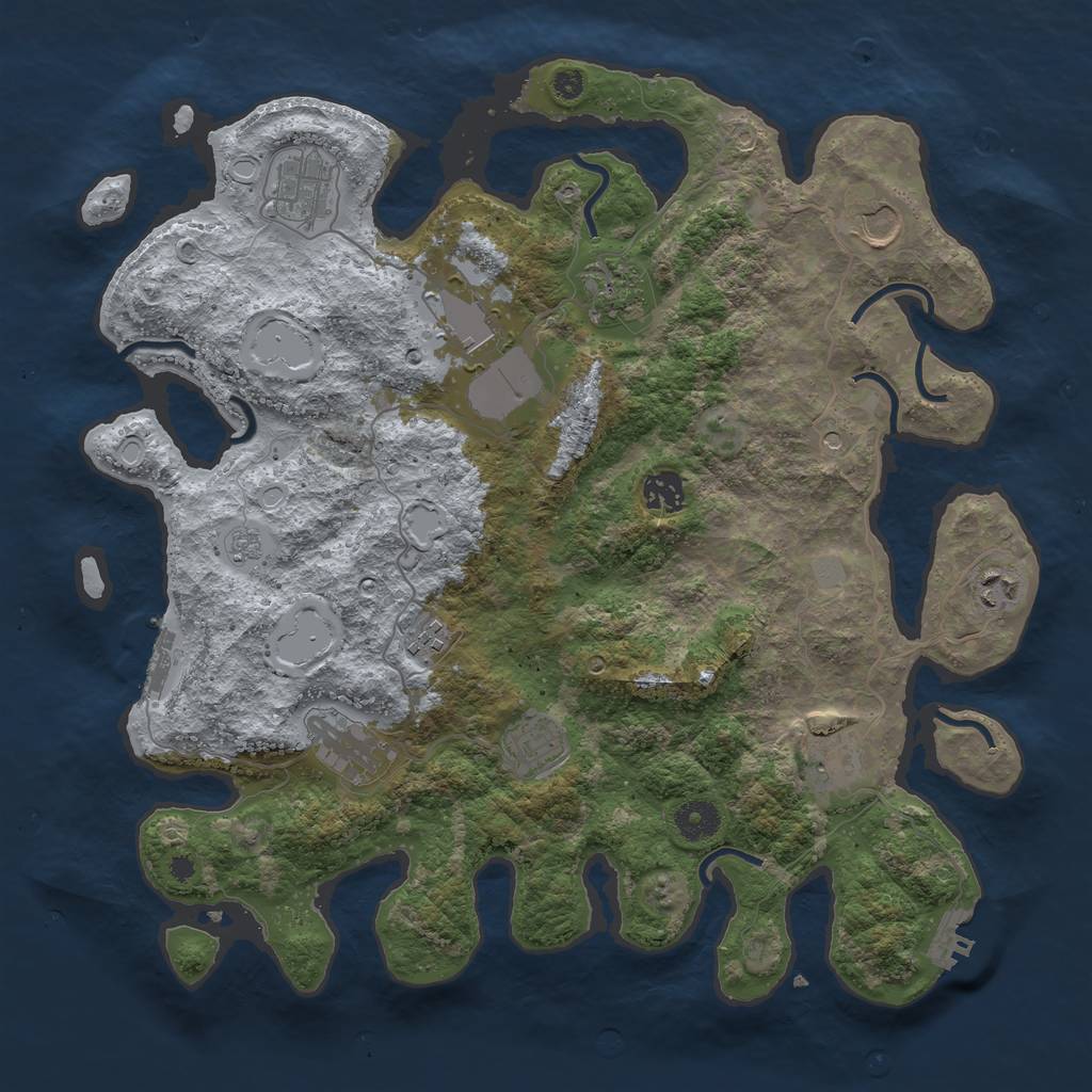 Rust Map: Procedural Map, Size: 3850, Seed: 1674532848, 19 Monuments