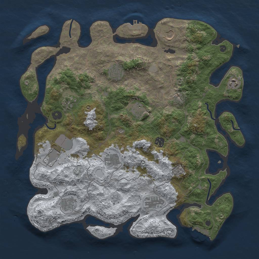 Rust Map: Procedural Map, Size: 4000, Seed: 50785787, 20 Monuments