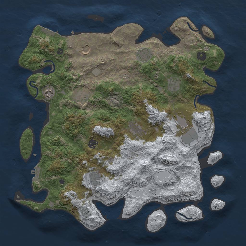 Rust Map: Procedural Map, Size: 3950, Seed: 1980567725, 19 Monuments