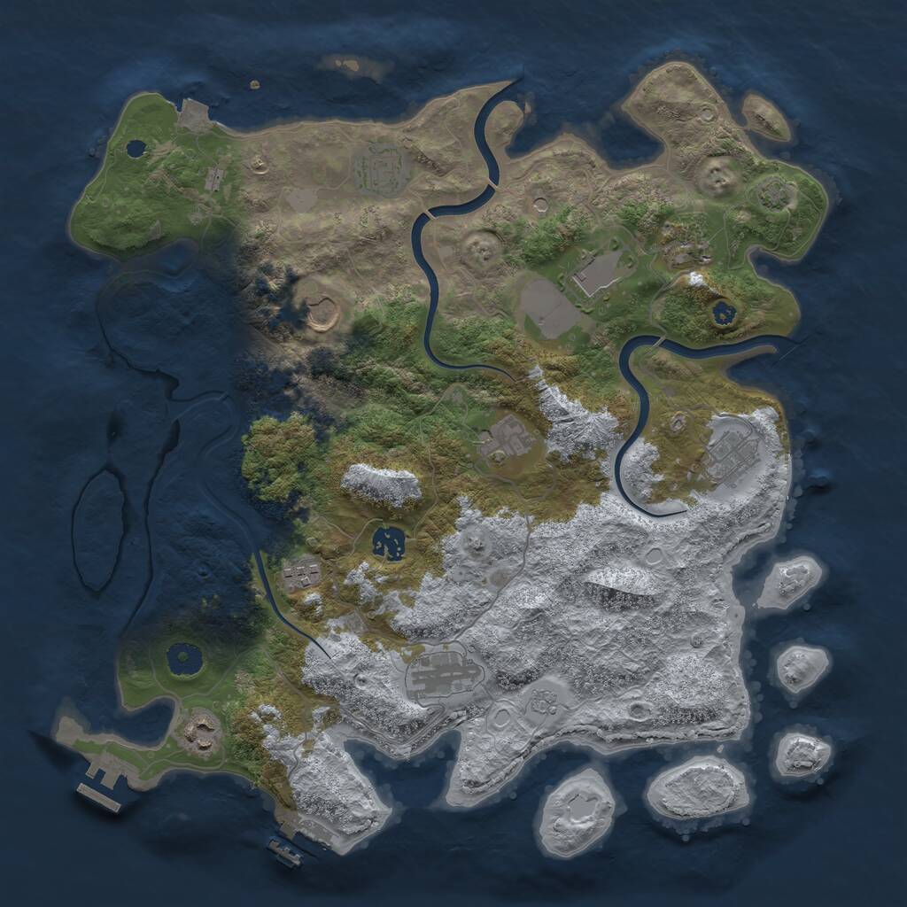 Rust Map: Procedural Map, Size: 3950, Seed: 1980567725, 16 Monuments