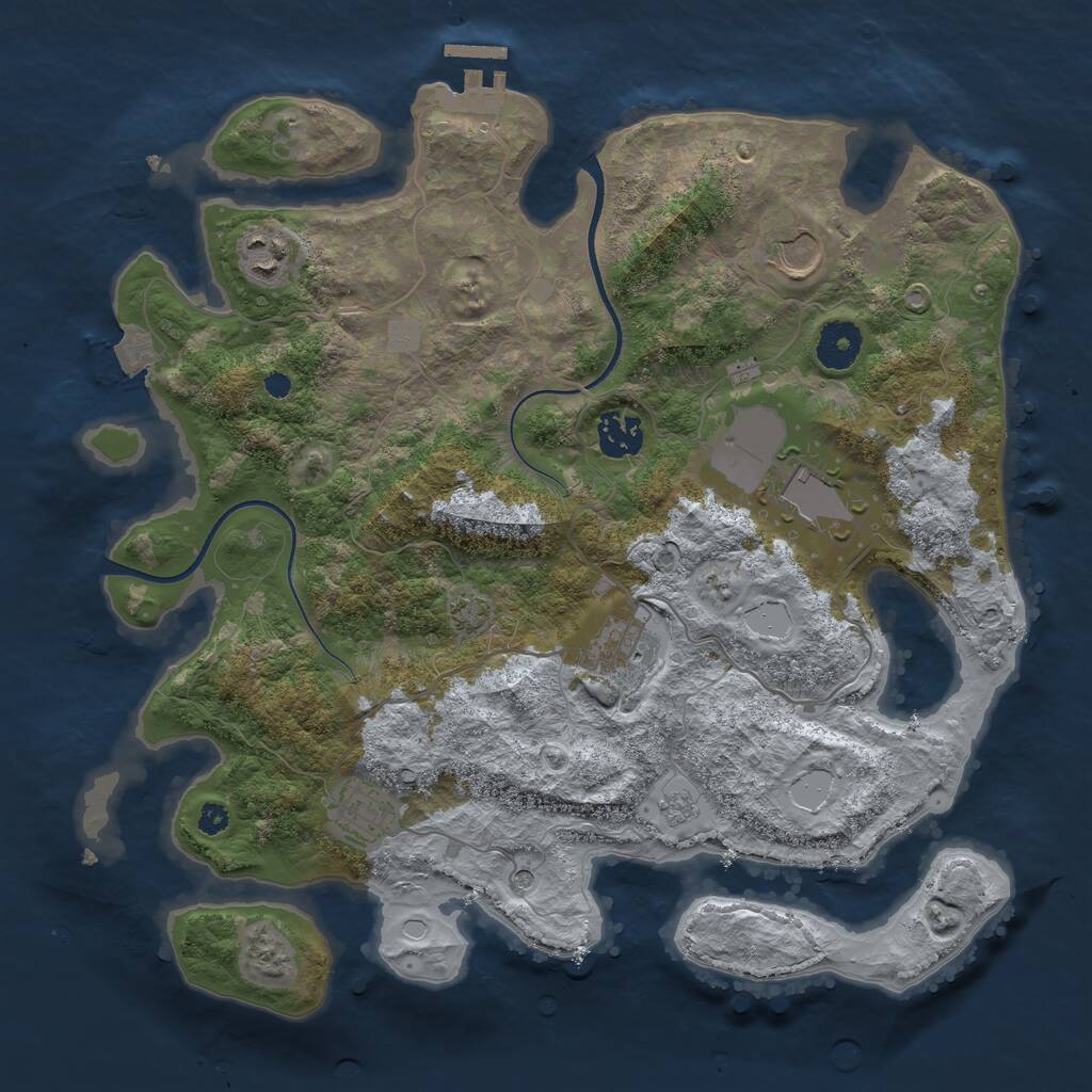 Rust Map: Procedural Map, Size: 3500, Seed: 689553854, 11 Monuments