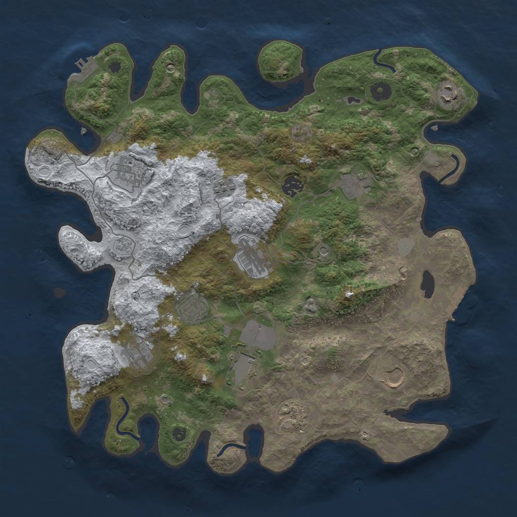 Rust Map: Procedural Map, Size: 3850, Seed: 158219951, 20 Monuments