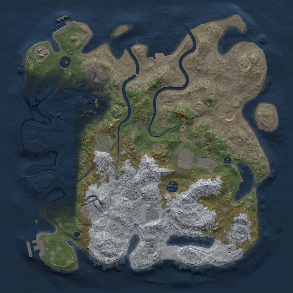 Rust Map: Procedural Map, Size: 3850, Seed: 676758278, 16 Monuments