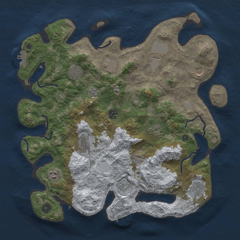 Rust Map: Procedural Map, Size: 3850, Seed: 676758278, 20 Monuments