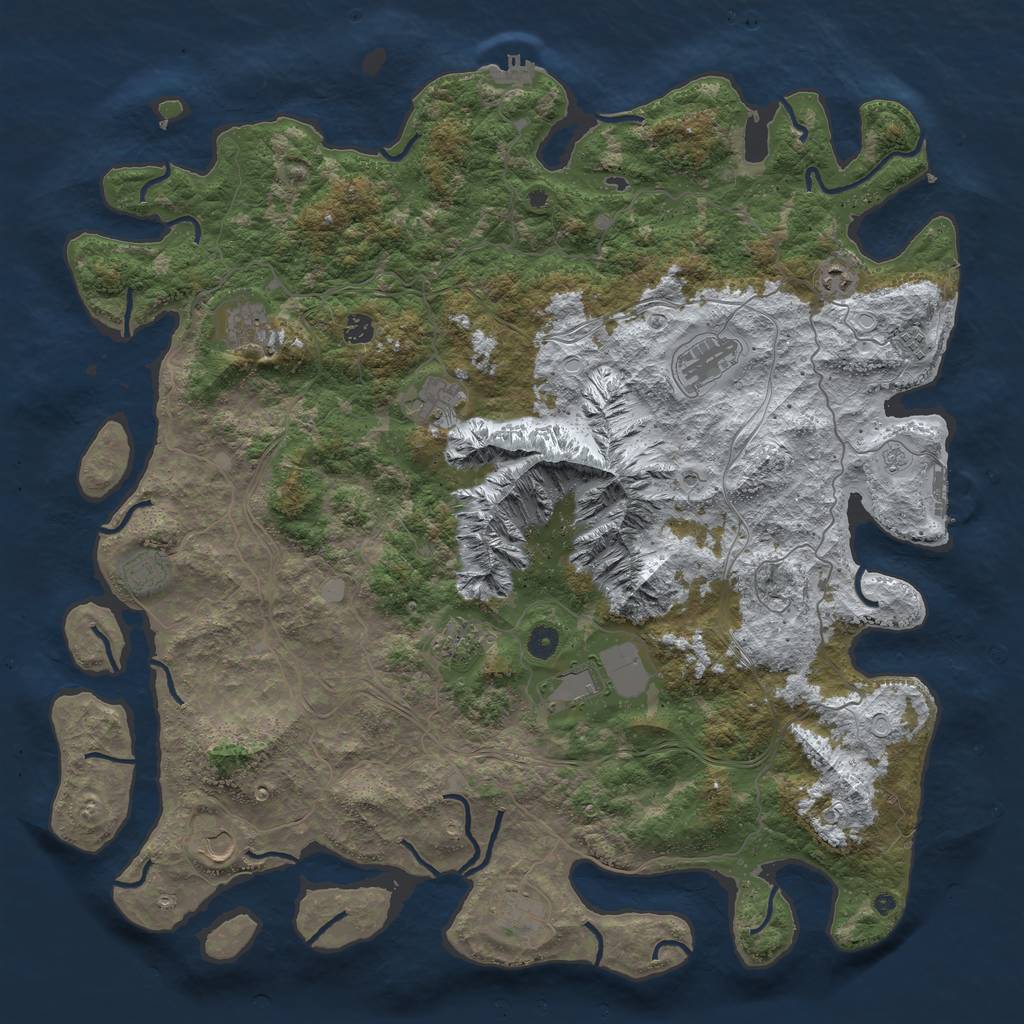 Rust Map: Procedural Map, Size: 5000, Seed: 2267, 20 Monuments