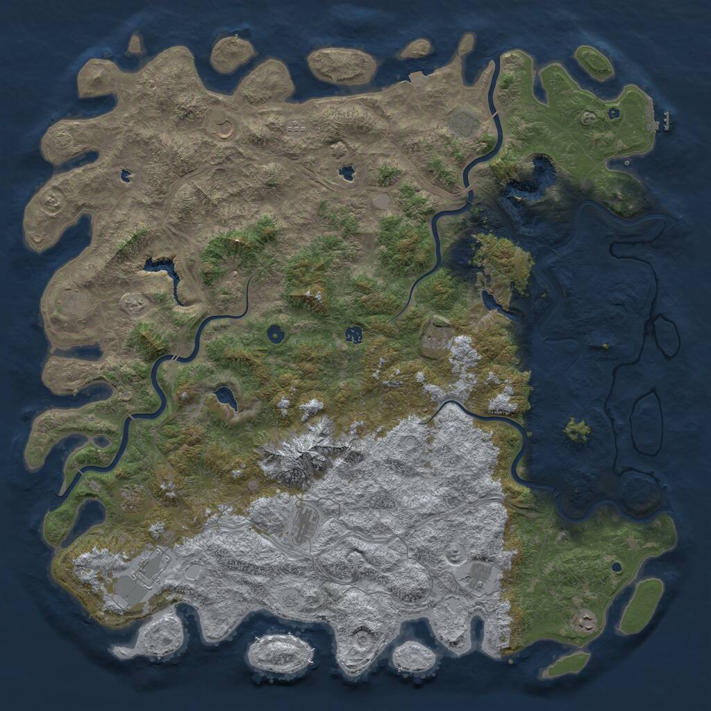 Rust Map: Procedural Map, Size: 6000, Seed: 33212, 16 Monuments