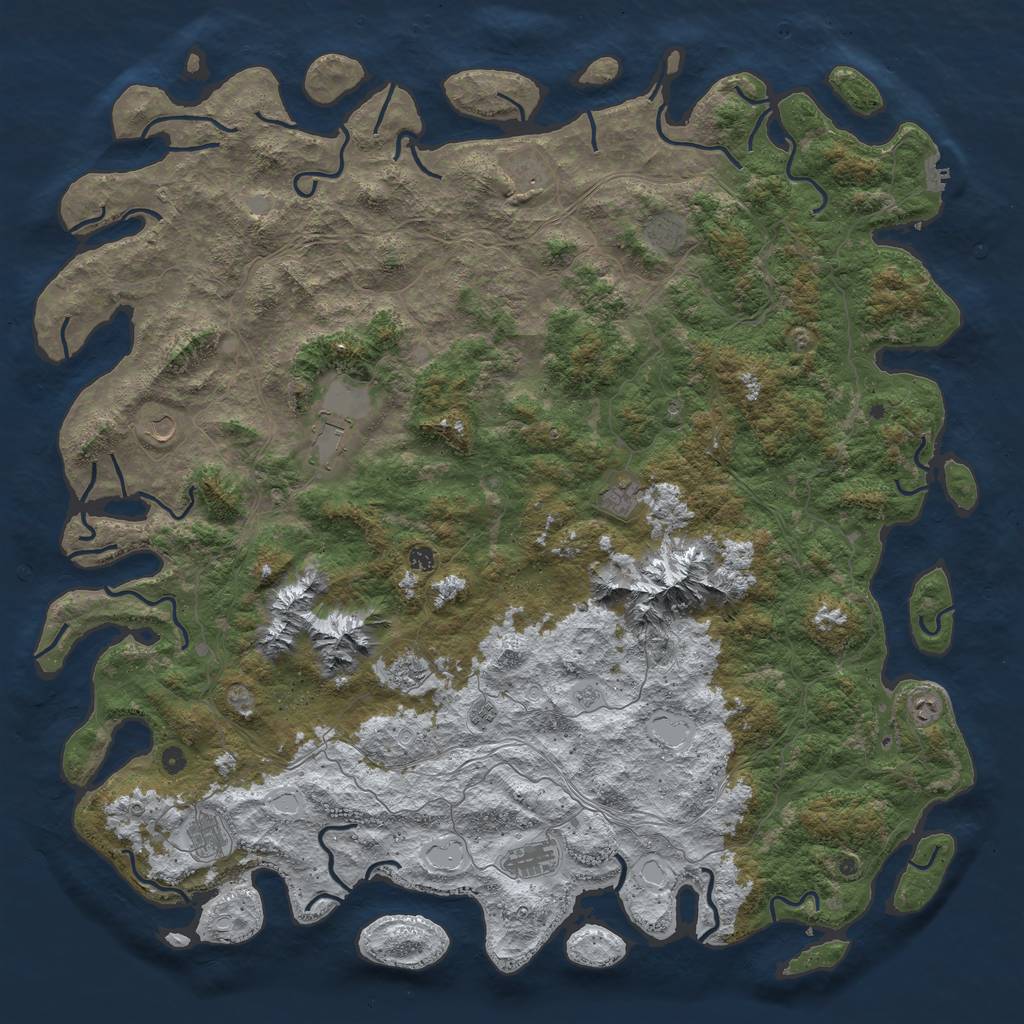 Rust Map: Procedural Map, Size: 6000, Seed: 33212, 19 Monuments