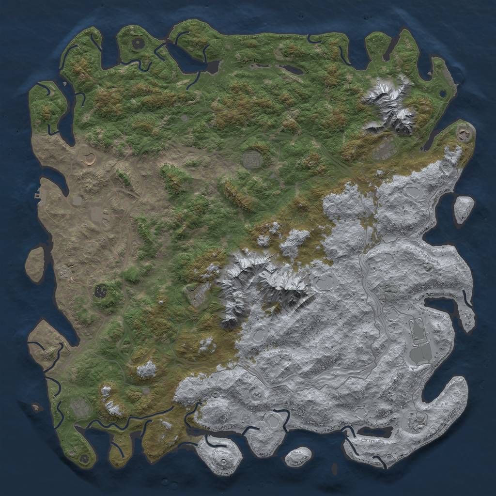 Rust Map: Procedural Map, Size: 6000, Seed: 686998, 20 Monuments