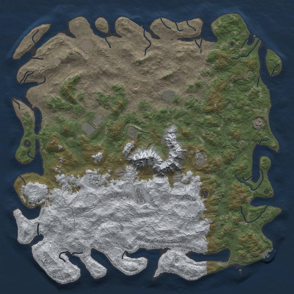 Rust Map: Procedural Map, Size: 6000, Seed: 55845, 20 Monuments