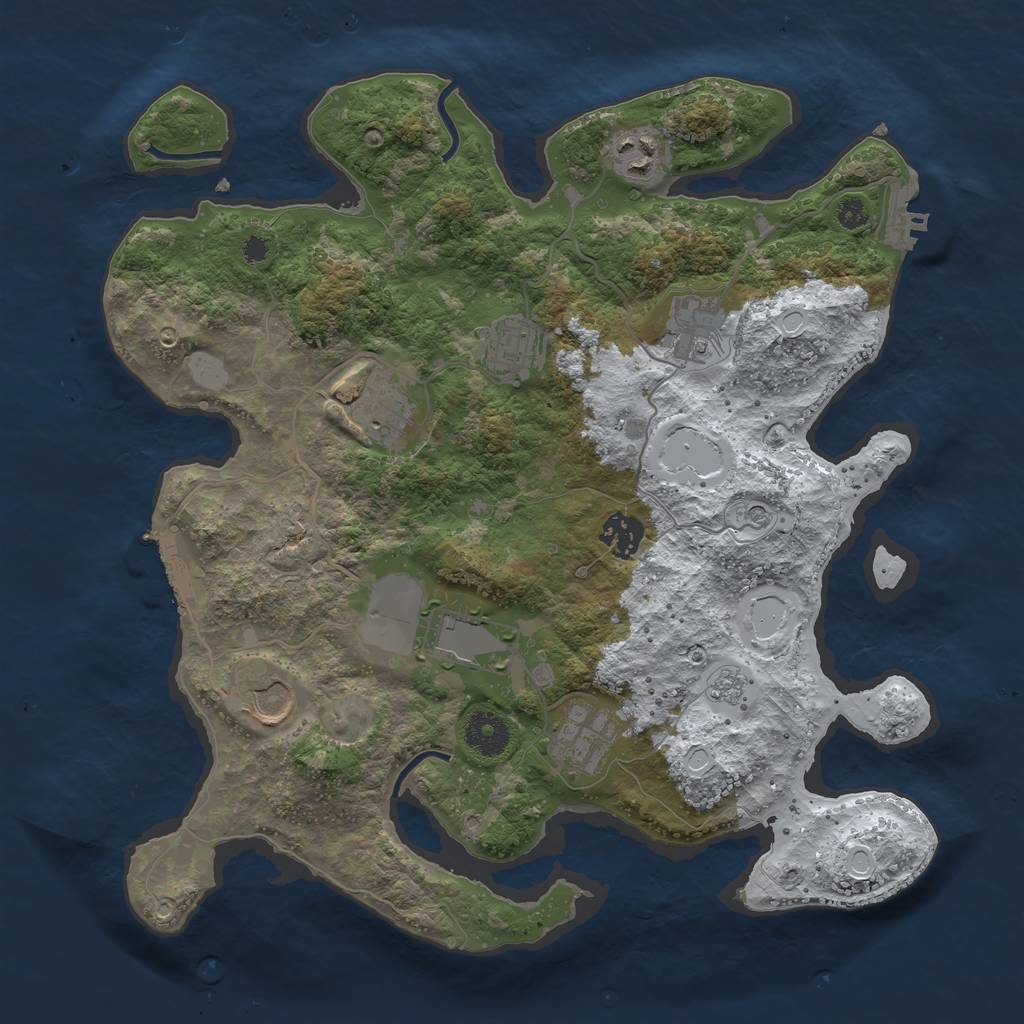 Rust Map: Procedural Map, Size: 3500, Seed: 67010, 17 Monuments